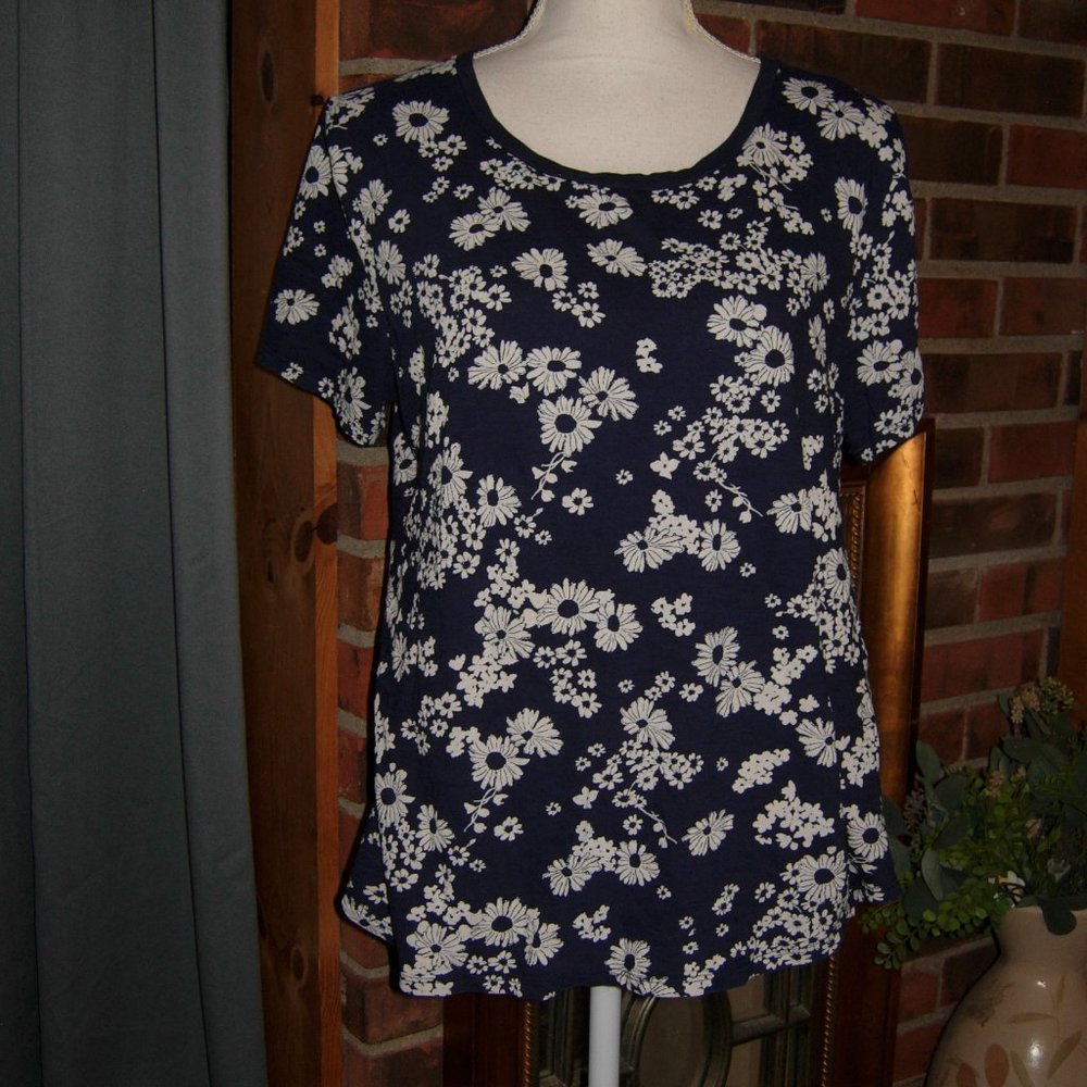 Old Navy Navy White Relaxed T-Shirt L